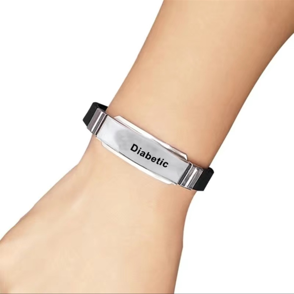 🔴 CLEARANCE🔖NWT 🏥 BLACK & STAINLESS STEEL EMERGENCY “PACEMAKER” MEDICAL BRACELET - Picture 2 of 7